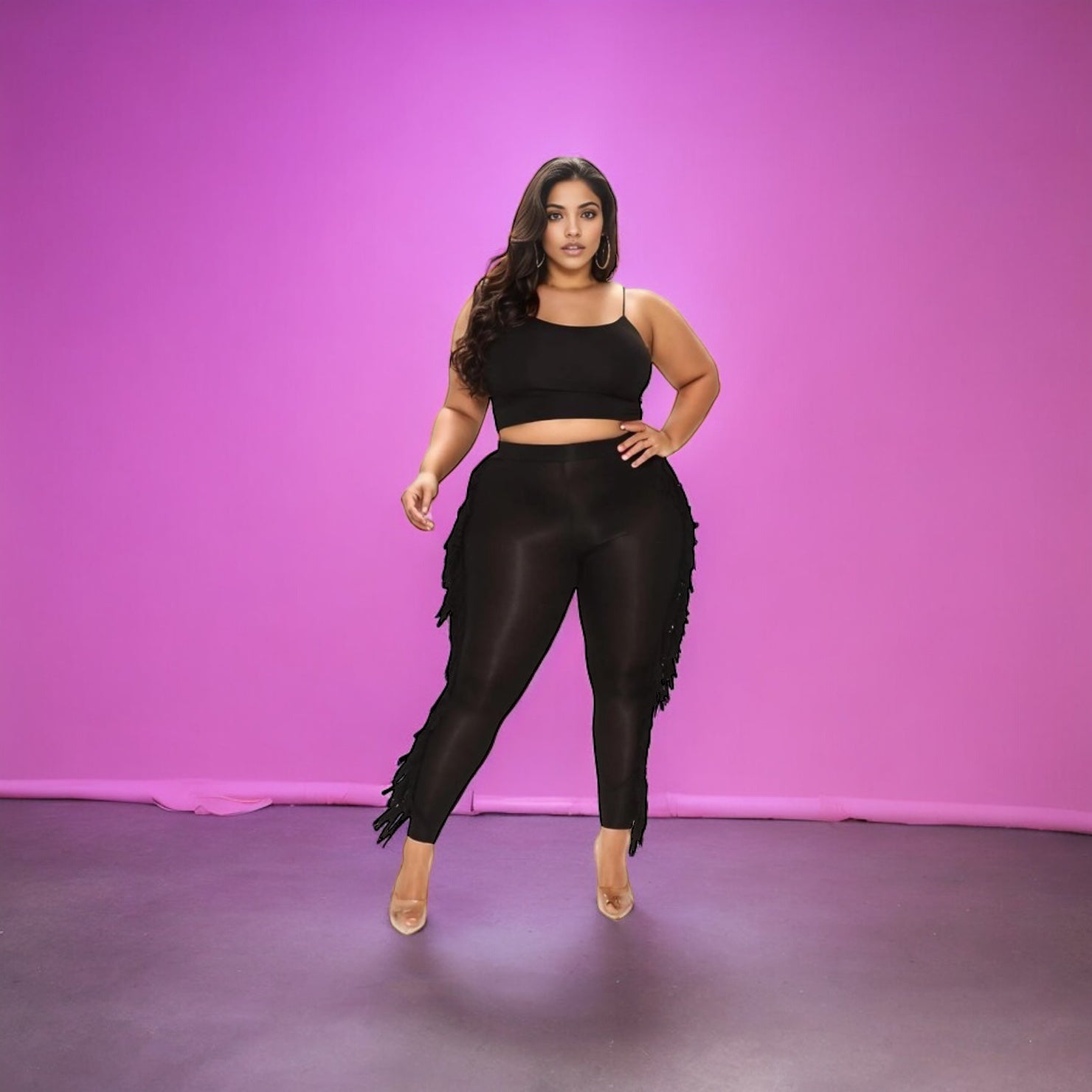 Black Cat Fringe Pants