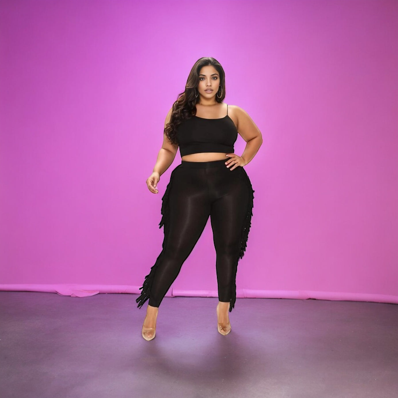 Black Cat Fringe Pants