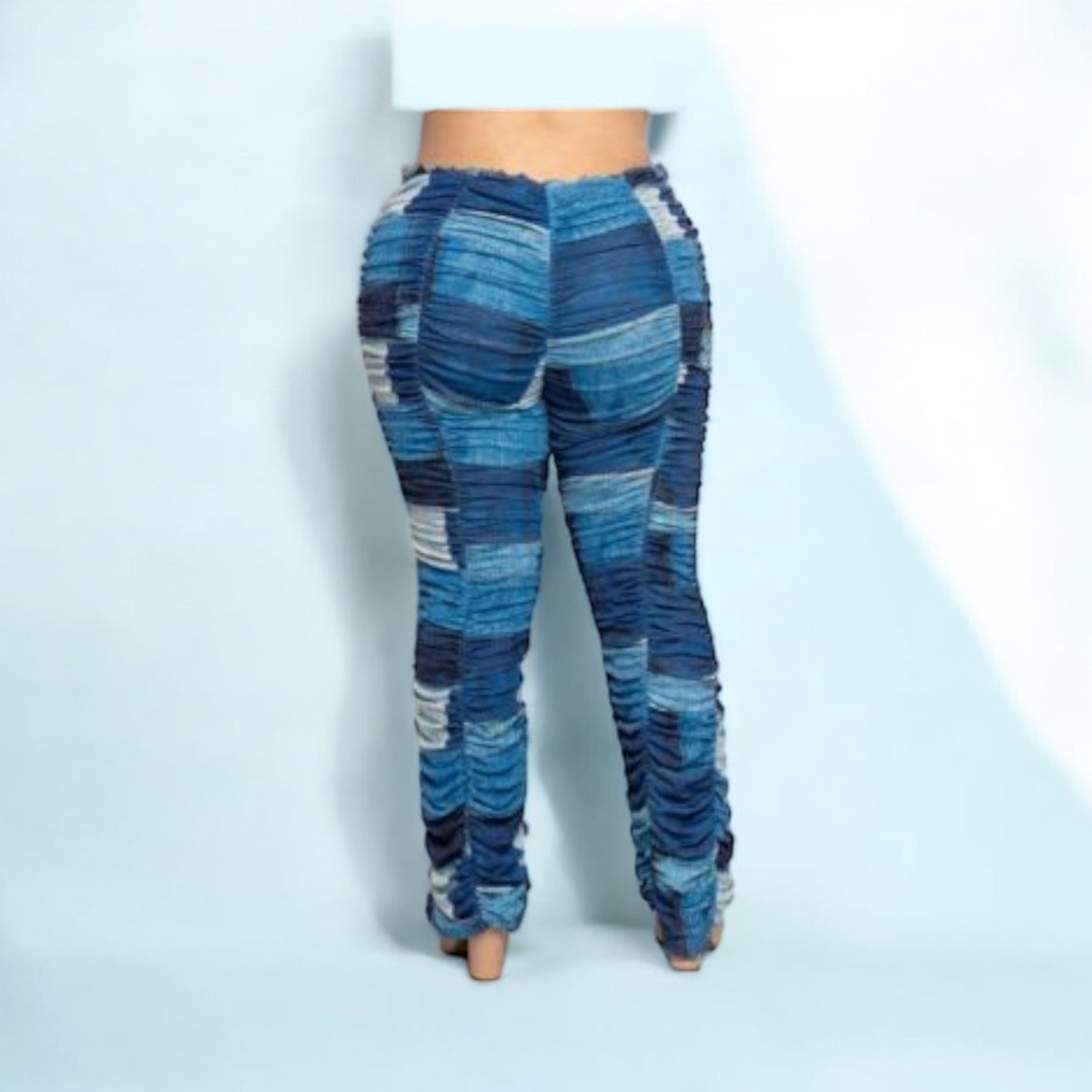 Denim Color Block Pants