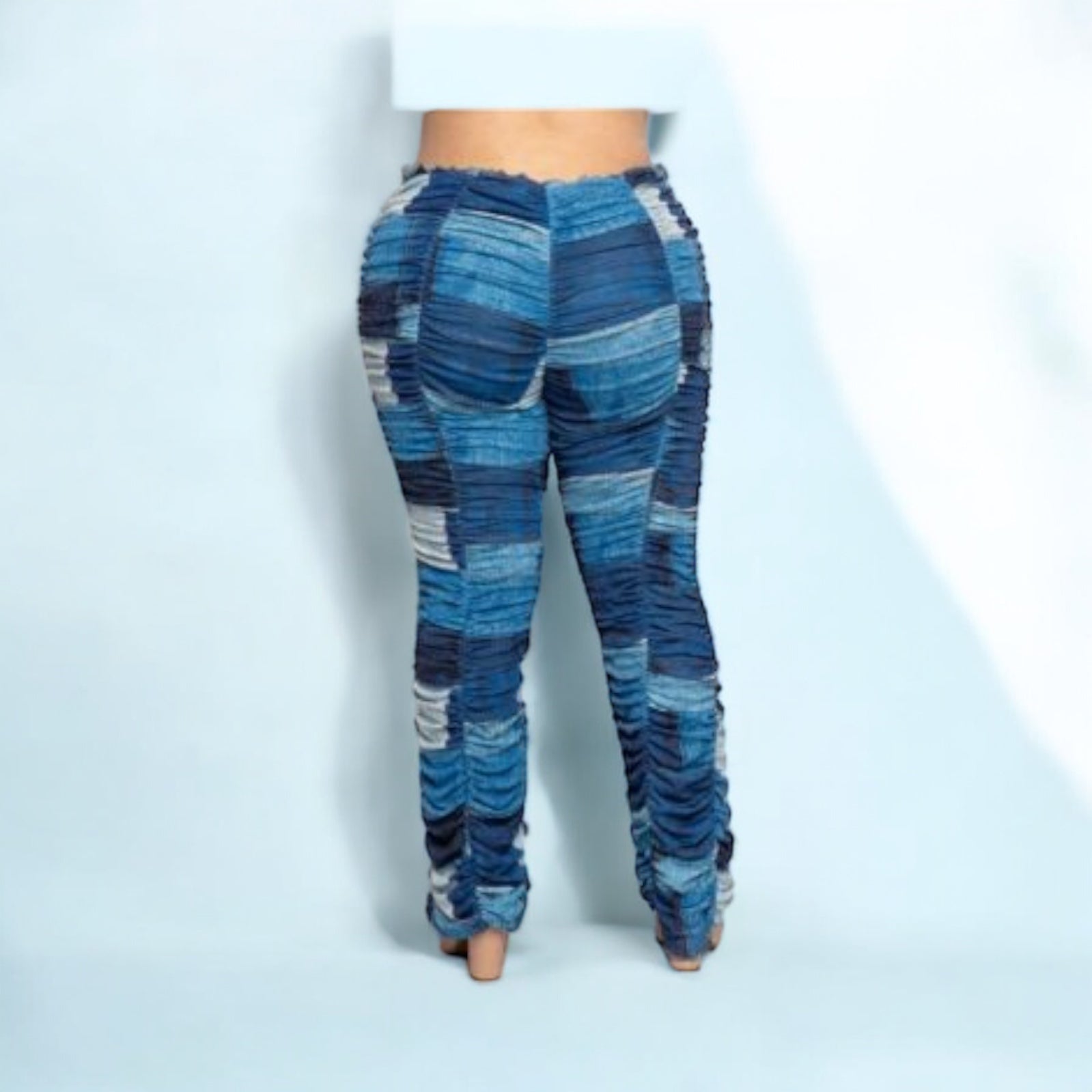 Denim Color Block Pants