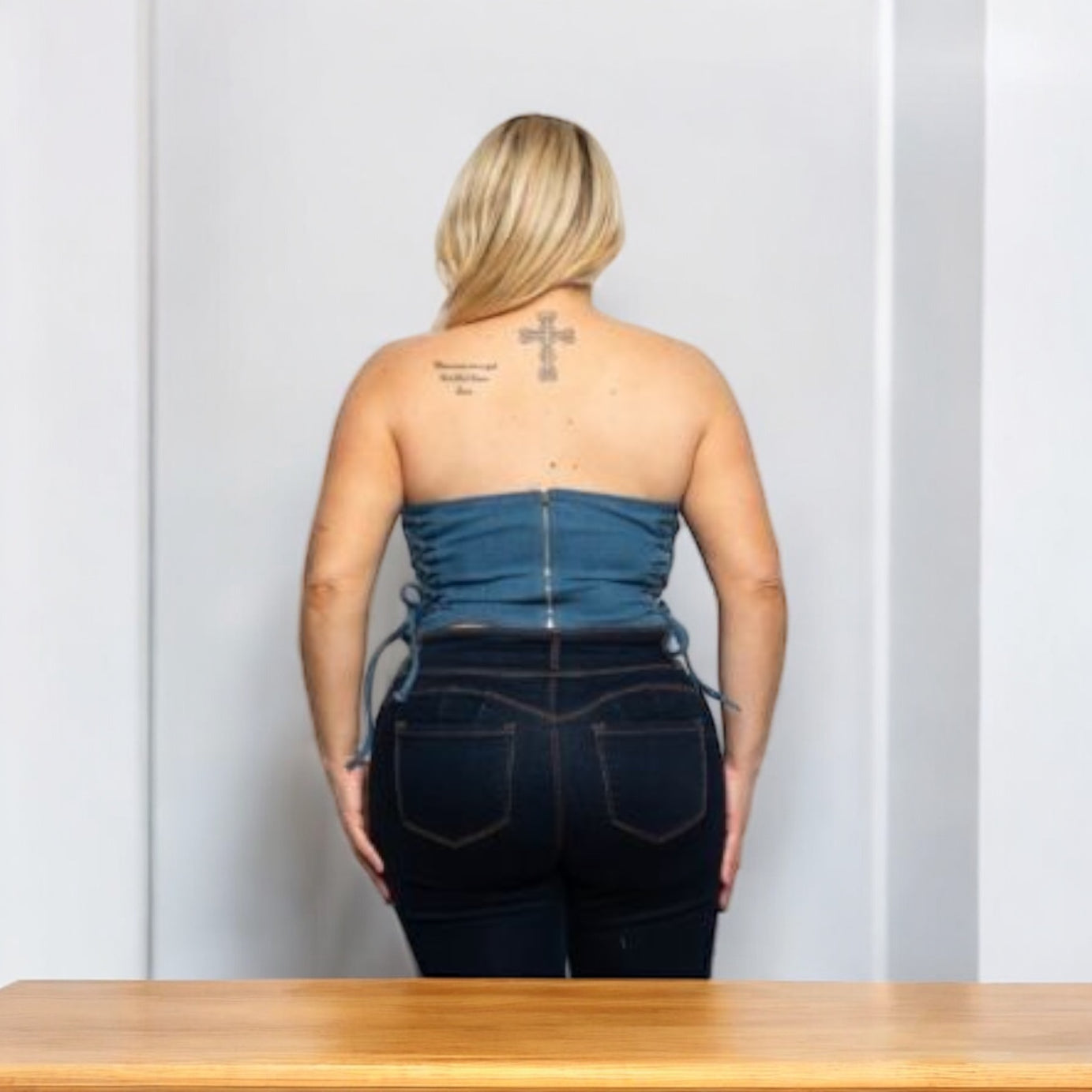 Denim Corset Tube Top