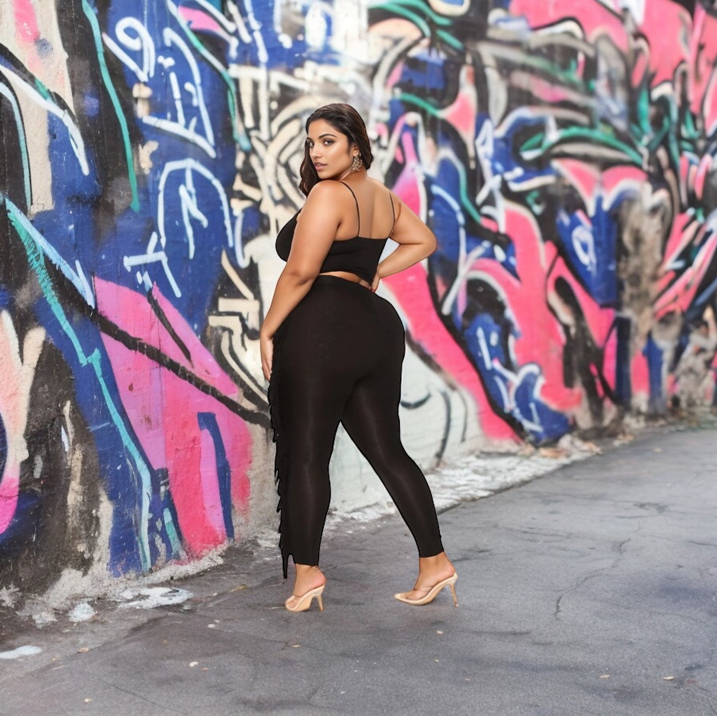 Black Cat Fringe Pants