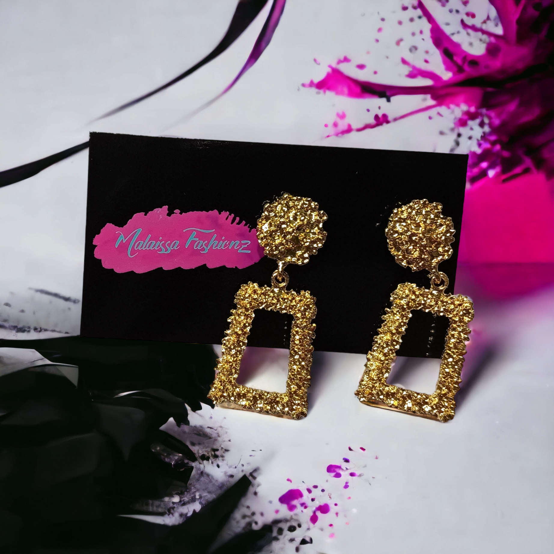 MFZ Brass Nugget Earrings Gold Triangle