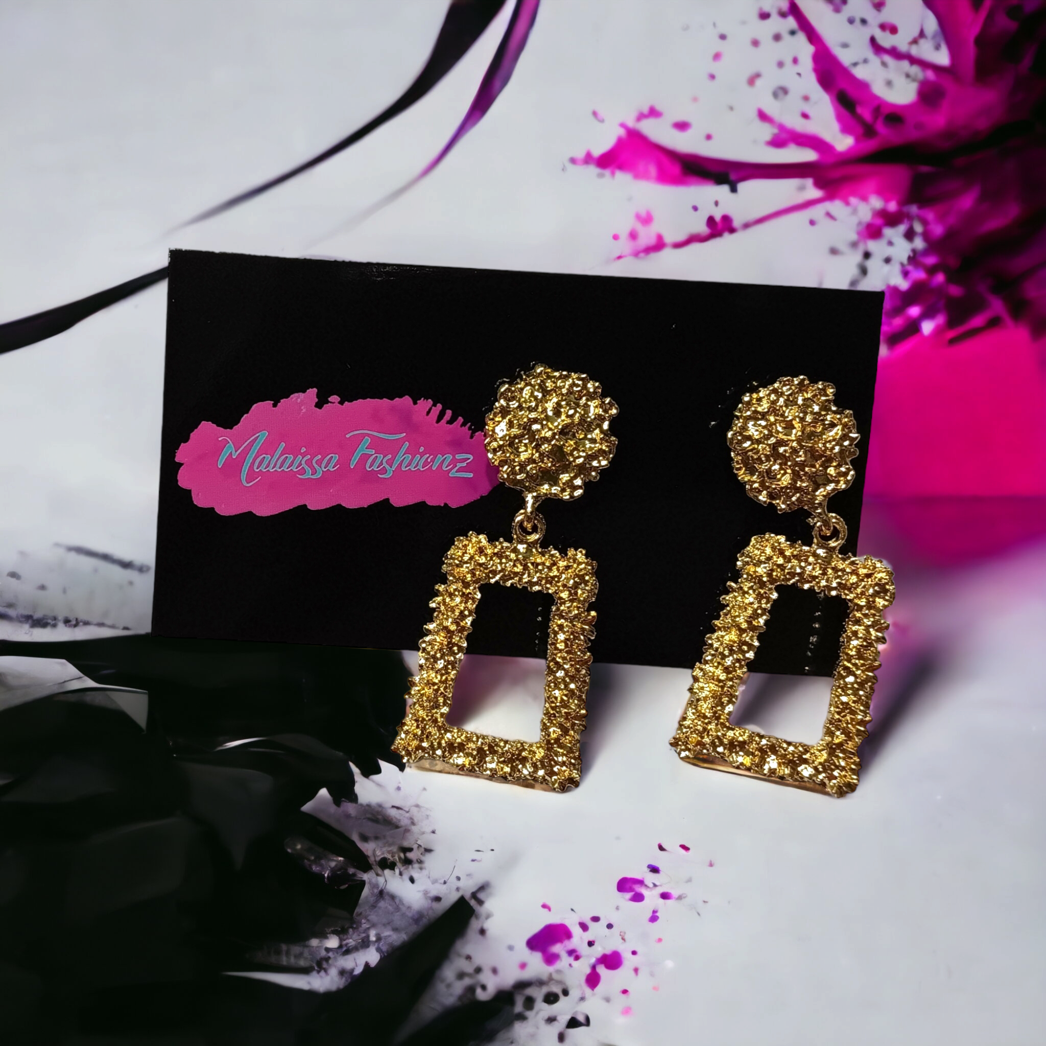 MFZ Brass Nugget Earrings Gold Triangle